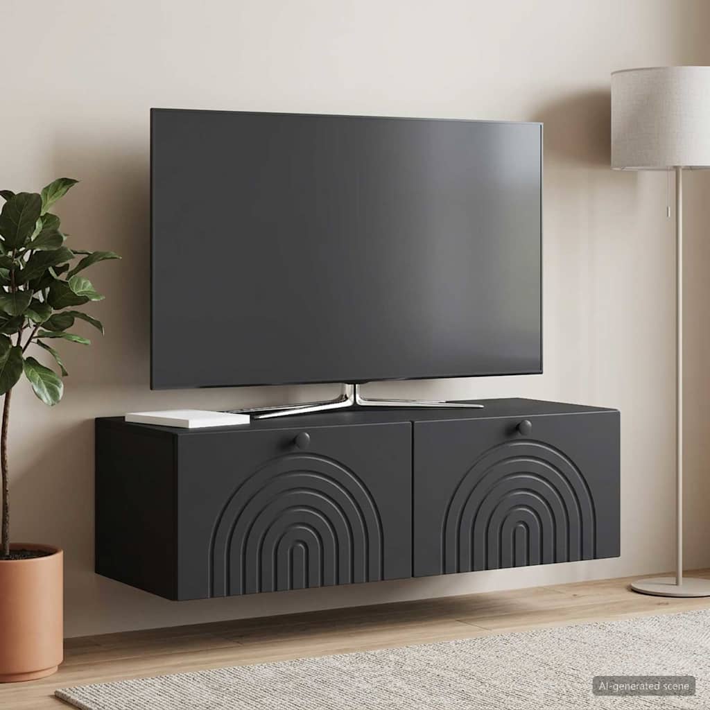 Wandmontierter TV-Schrank Schwarz 99 x 41 x 30 cm Holzwerkstoff