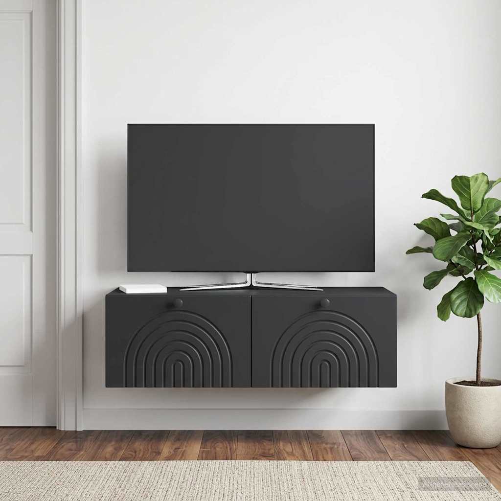 Wandmontierter TV-Schrank Schwarz 99 x 41 x 30 cm Holzwerkstoff