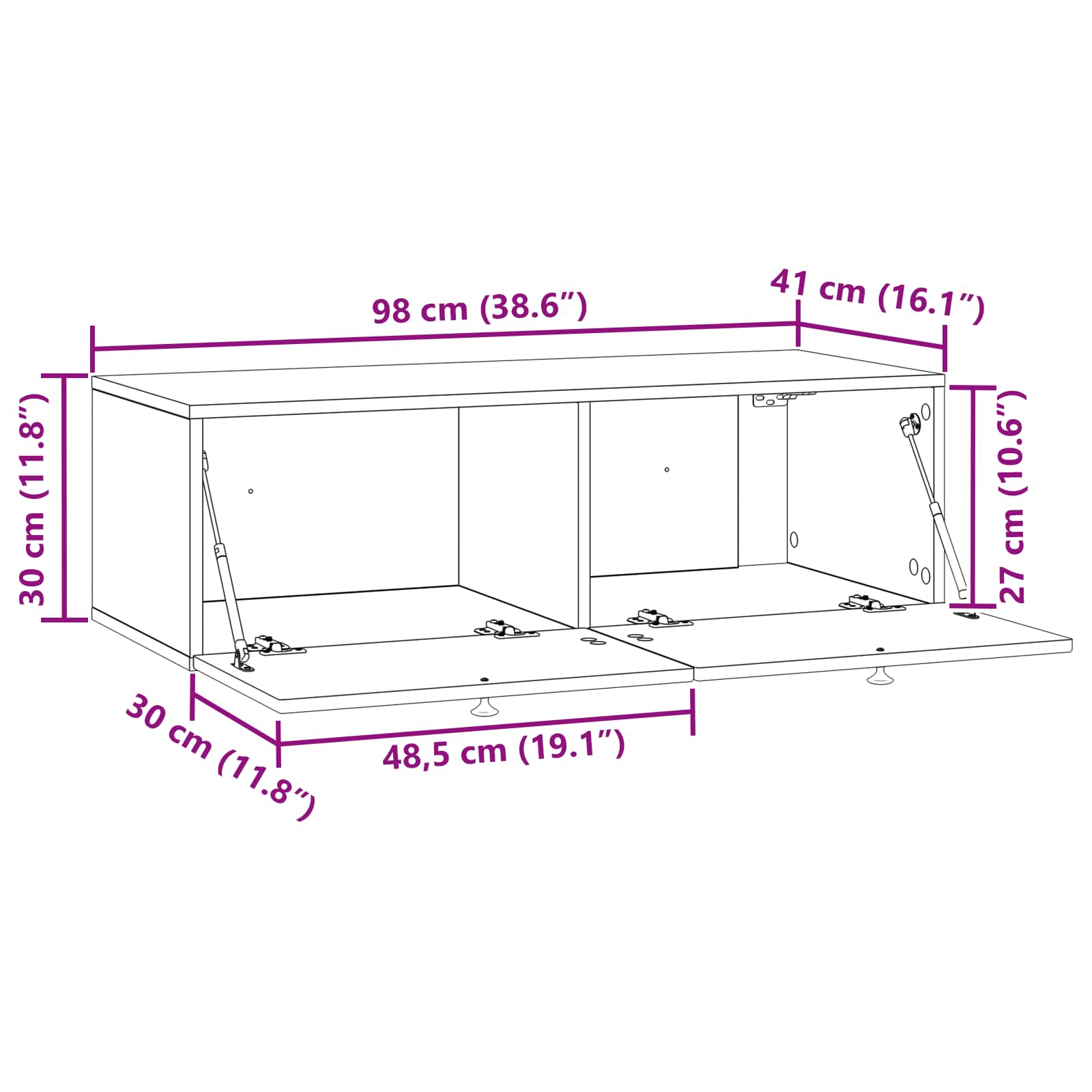 Wandmontierter TV-Schrank Schwarz 99 x 41 x 30 cm Holzwerkstoff