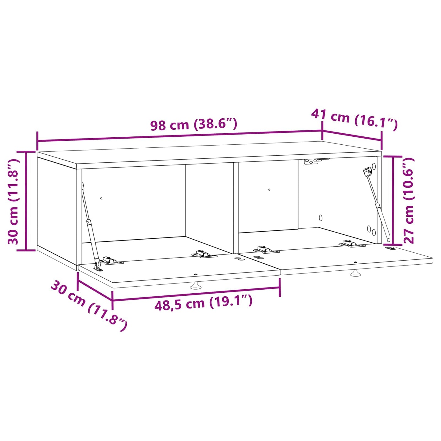Wandmontierter TV-Schrank Sonoma-Eiche 98 x 41 x 30 cm