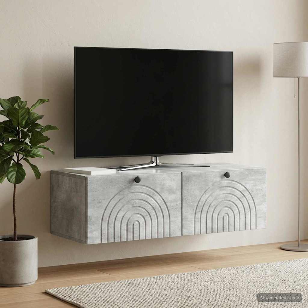 Wandmontierter TV-Schrank Betongrau 99 x 41 x 30 cm