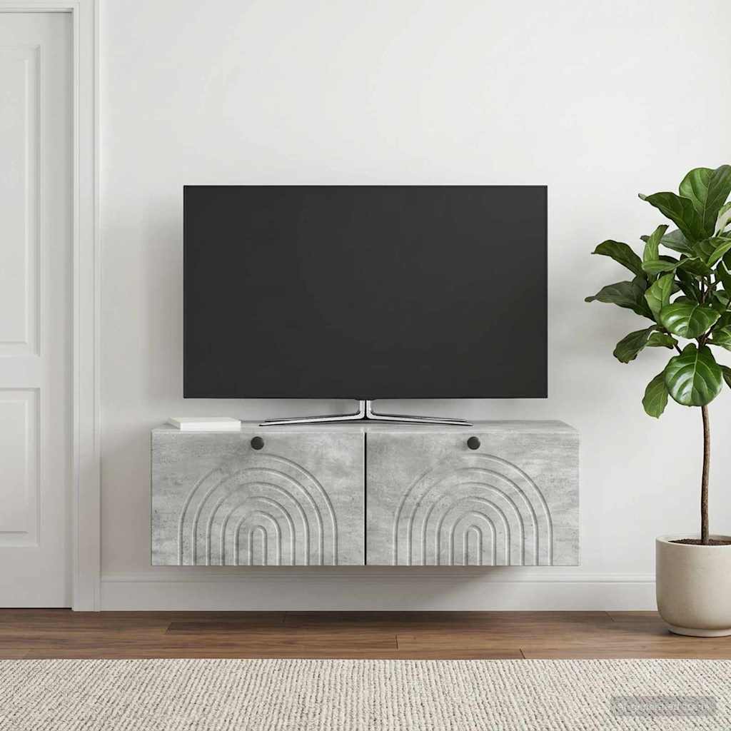 Wandmontierter TV-Schrank Betongrau 99 x 41 x 30 cm