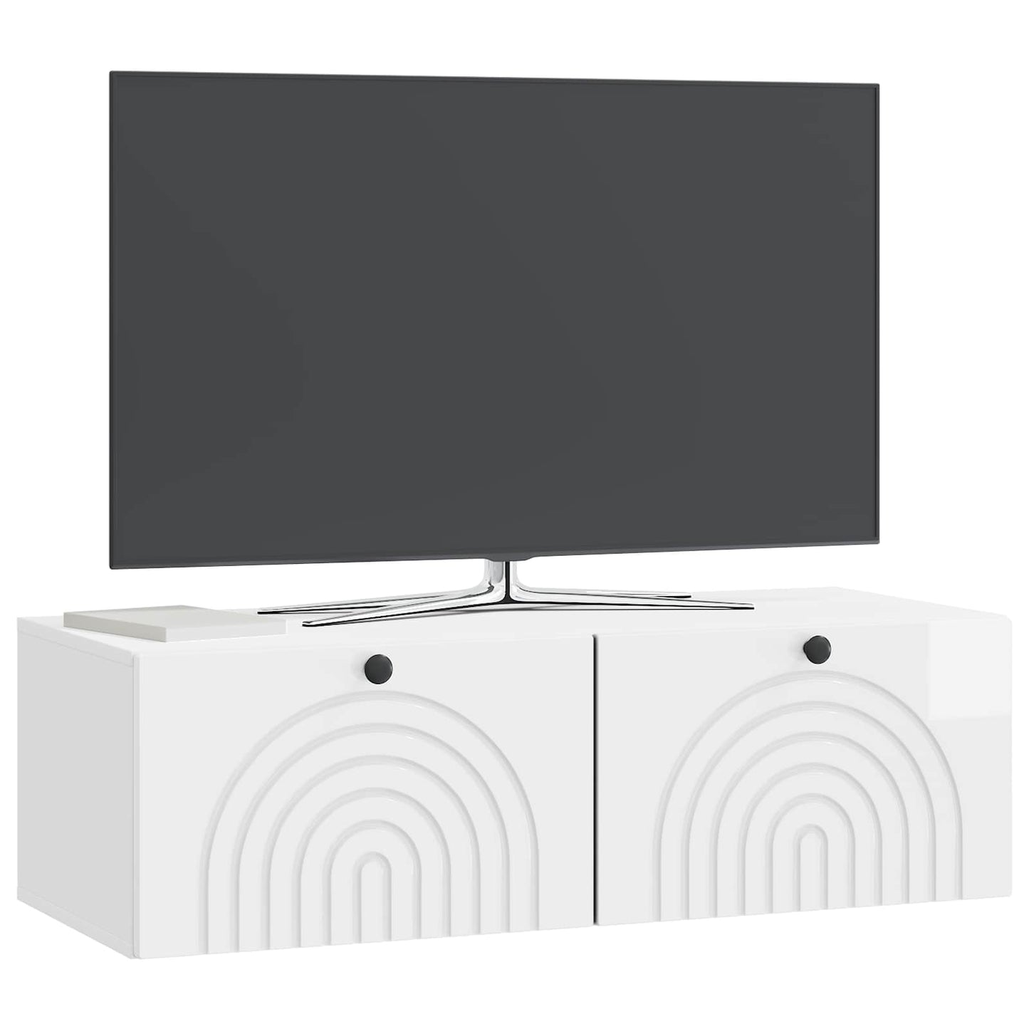 Wandmontierter TV-Schrank Hochglanz Weiß 98 x 41 x 30 cm