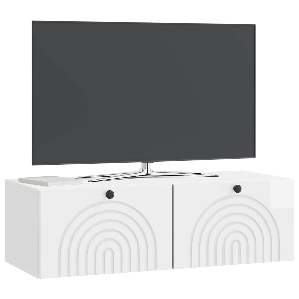 Wandmontierter TV-Schrank Hochglanz Weiß 98 x 41 x 30 cm