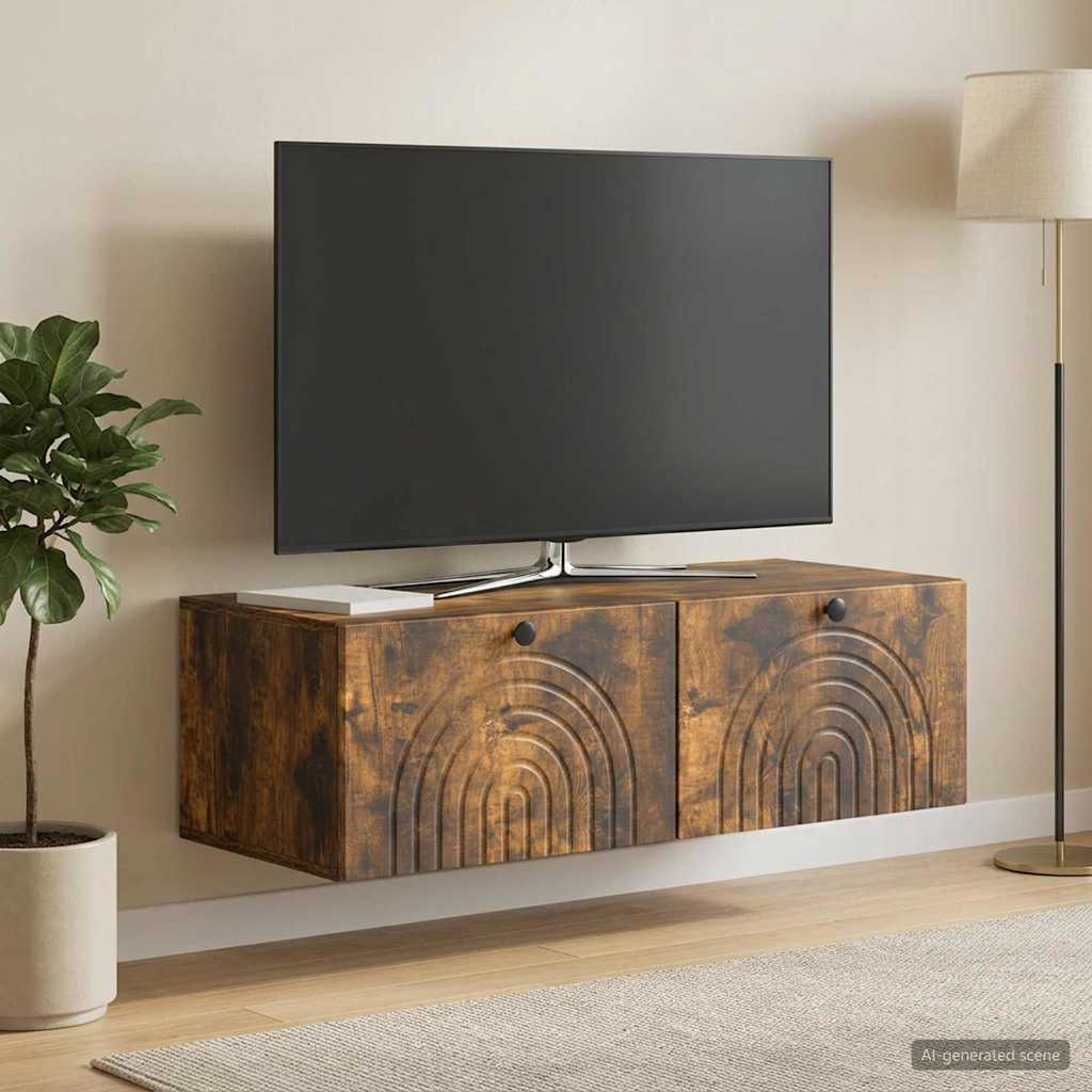 Wandmontierter TV-Schrank Geräucherte Eiche 99 x 41 x 30 cm