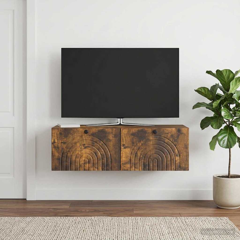 Wandmontierter TV-Schrank Geräucherte Eiche 99 x 41 x 30 cm