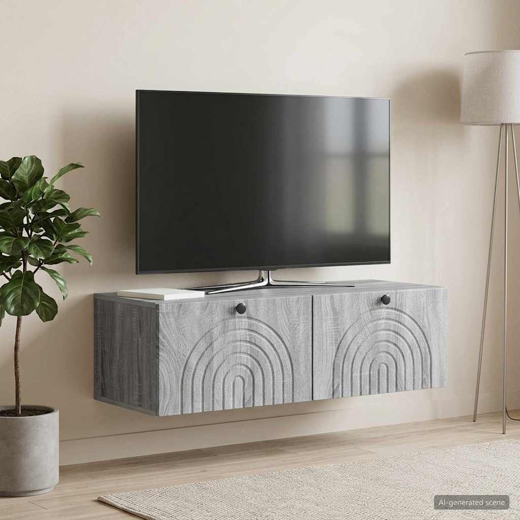 Wandmontierter TV-Schrank Graues Sonoma 99 x 41 x 30 cm