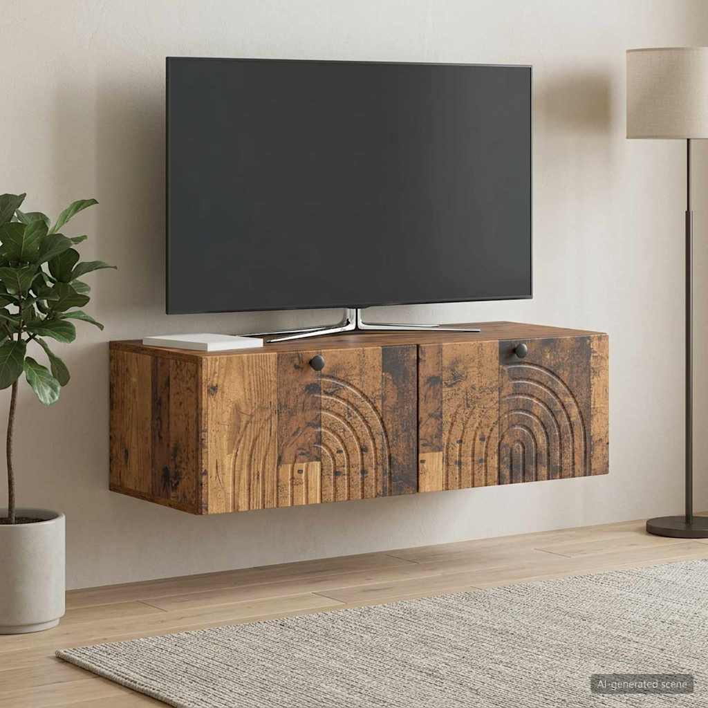Wandmontierter TV-Schrank Altholz 99 x 41 x 30 cm Holzwerkstoff