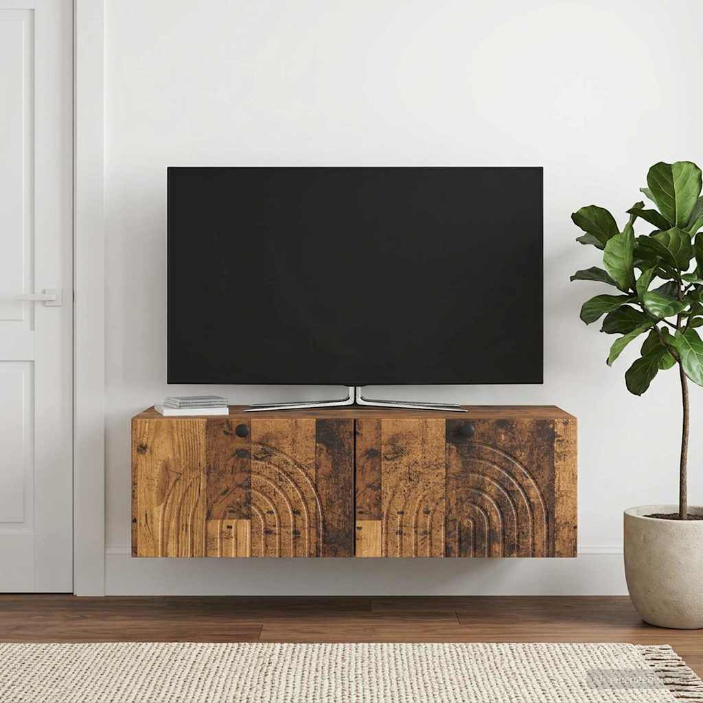 Wandmontierter TV-Schrank Altholz 99 x 41 x 30 cm Holzwerkstoff