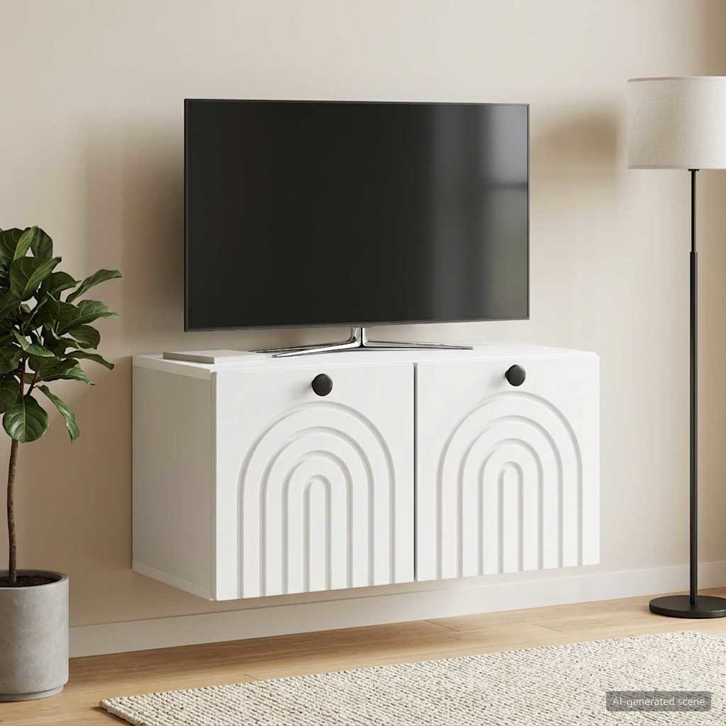 Wandmontierter TV-Schrank Weiß 59,5 x 31 x 30 cm Holzwerkstoff