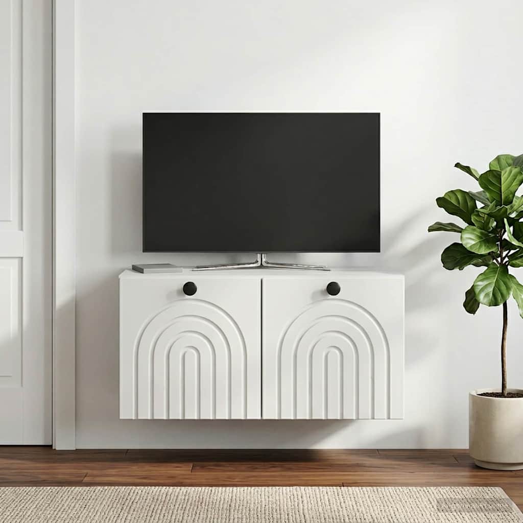 Wandmontierter TV-Schrank Weiß 59,5 x 31 x 30 cm Holzwerkstoff