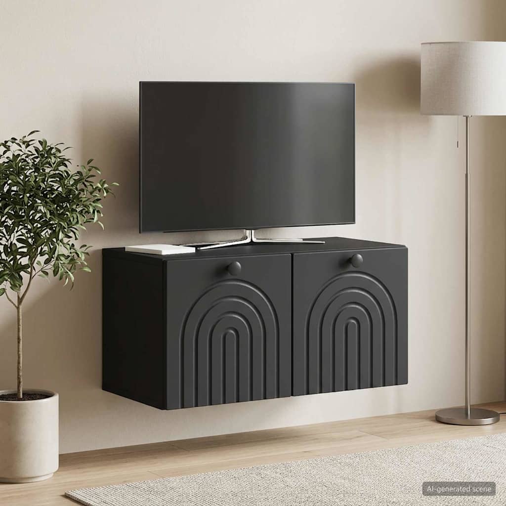 Wandmontierter TV-Schrank Schwarz 59,5 x 31 x 30 cm