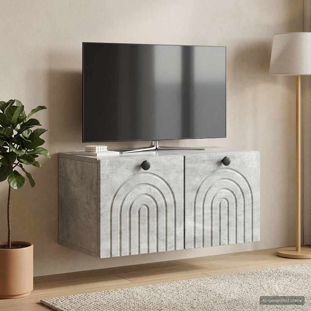 Wandmontierter TV-Schrank Betongrau 59,5 x 31 x 30 cm