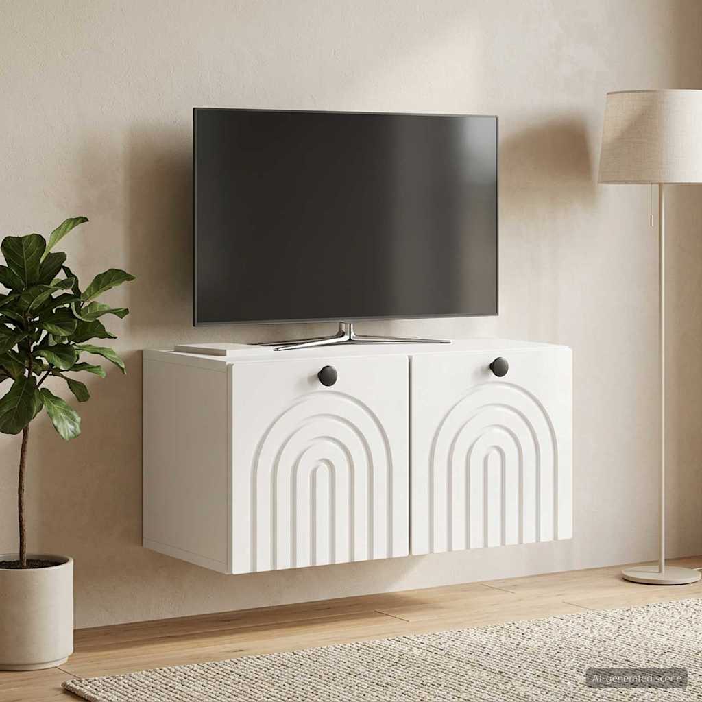 Wandmontierter TV-Schrank Hochglanz Weiß 59,5 x 31 x 30 cm