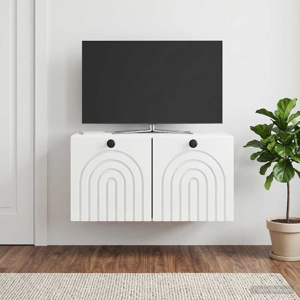 Wandmontierter TV-Schrank Hochglanz Weiß 59,5 x 31 x 30 cm