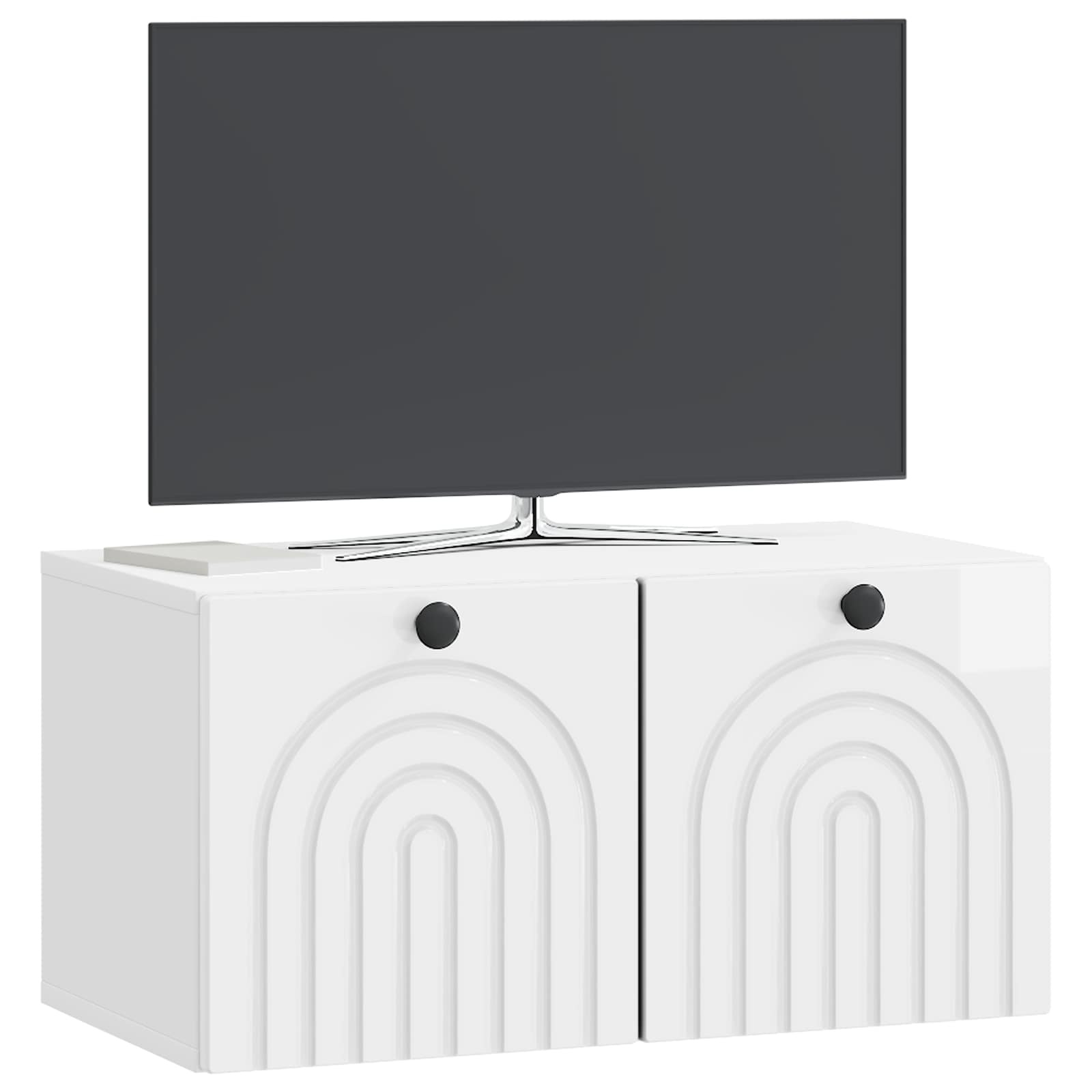 Wandmontierter TV-Schrank Hochglanz Weiß 59,5 x 31 x 30 cm