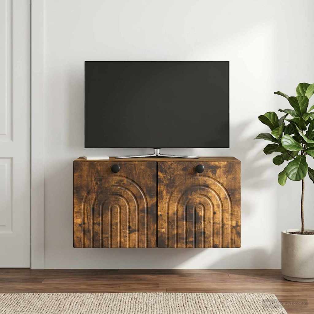 Wandmontierter TV-Schrank Geräucherte Eiche 59,5 x 31 x 30 cm