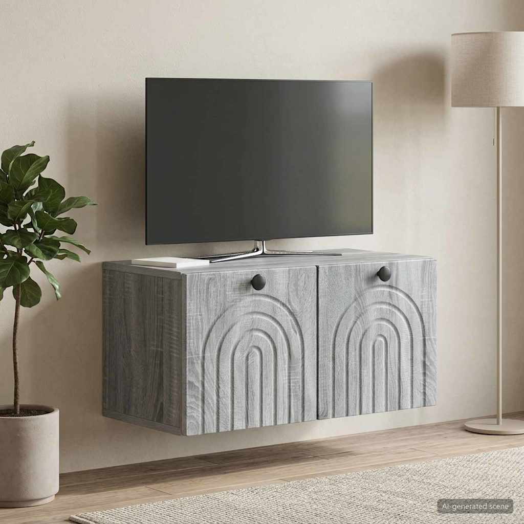 Wandmontierter TV-Schrank Graues Sonoma 59,5 x 31 x 30 cm