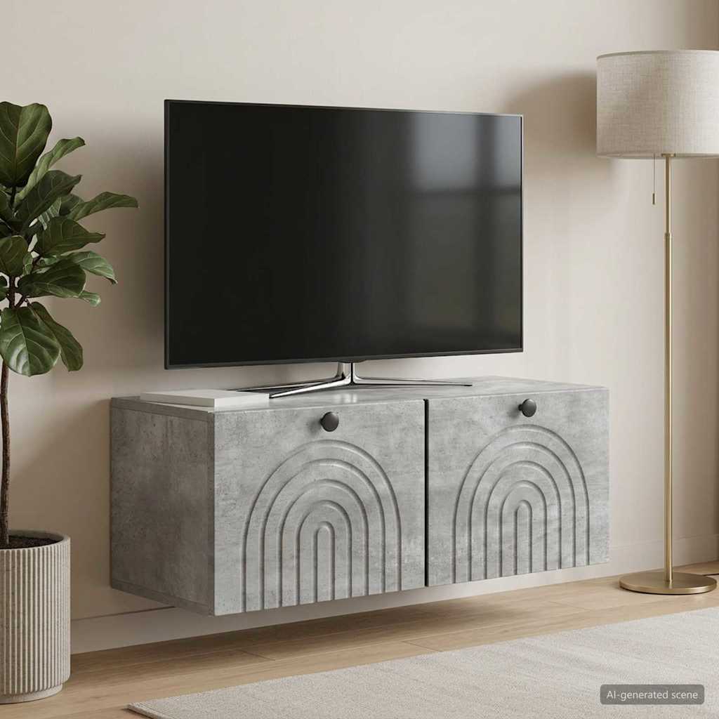 Wandmontierter TV-Schrank Betongrau 78,5 x 31 x 30 cm