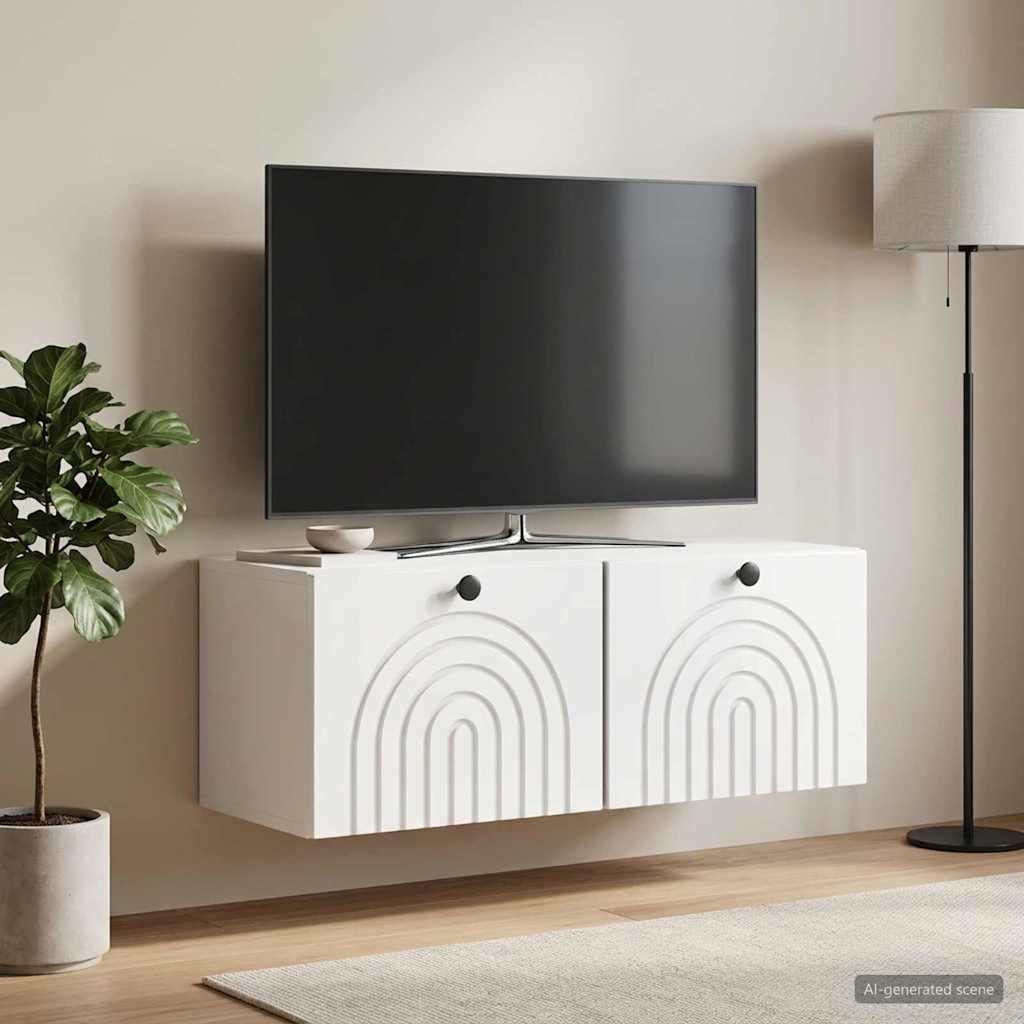 Wandmontierter TV-Schrank Hochglanz Weiß 78,5 x 31 x 30 cm