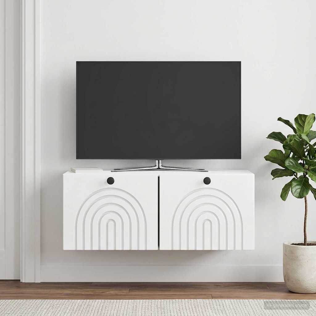 Wandmontierter TV-Schrank Hochglanz Weiß 78,5 x 31 x 30 cm