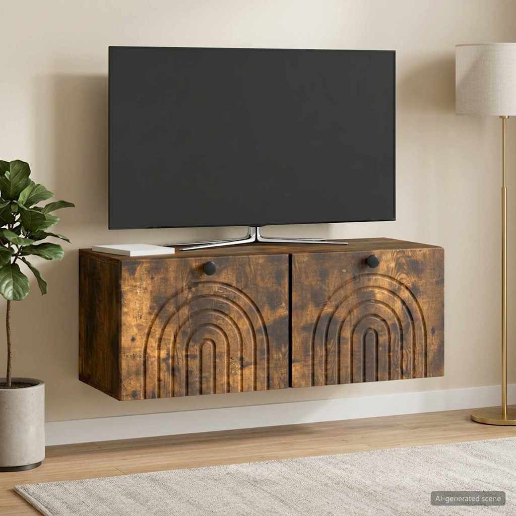 Wandmontierter TV-Schrank Geräucherte Eiche 78,5 x 31 x 30 cm