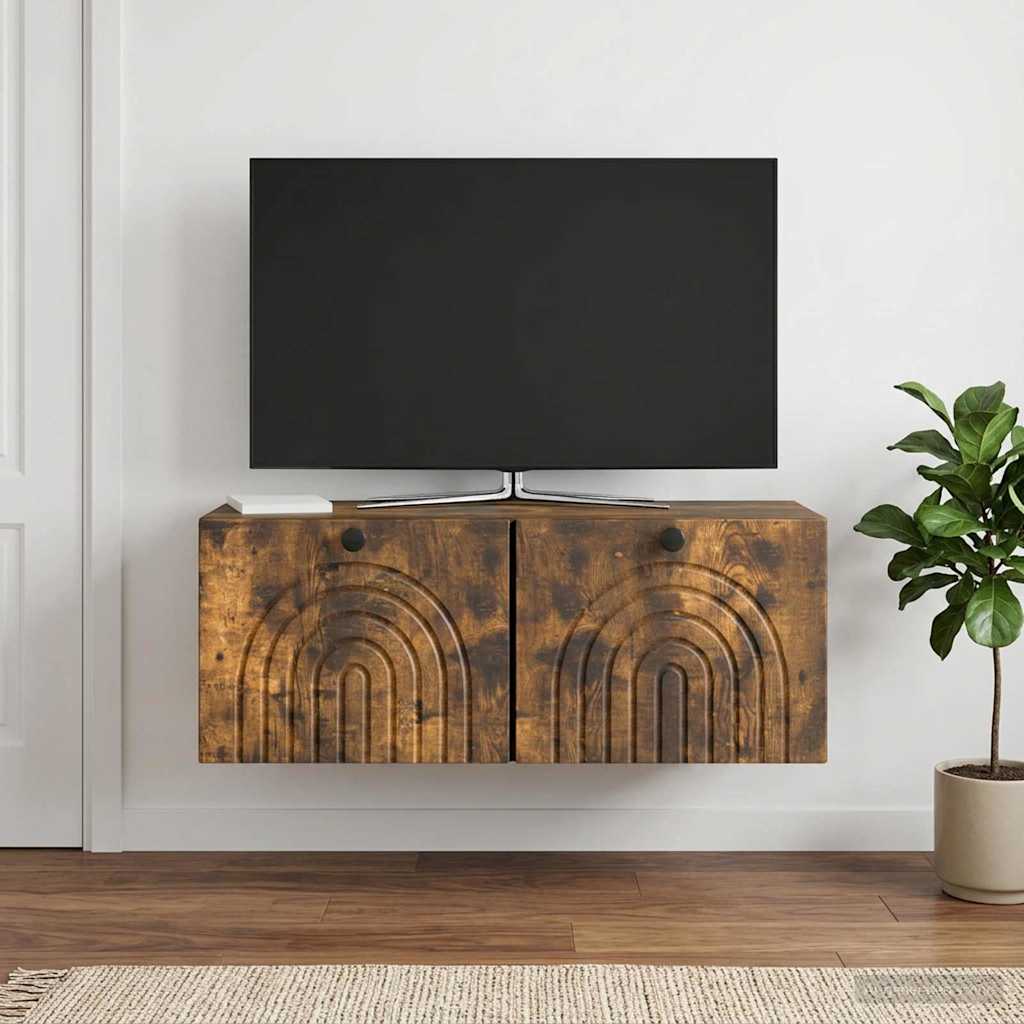 Wandmontierter TV-Schrank Geräucherte Eiche 78,5 x 31 x 30 cm