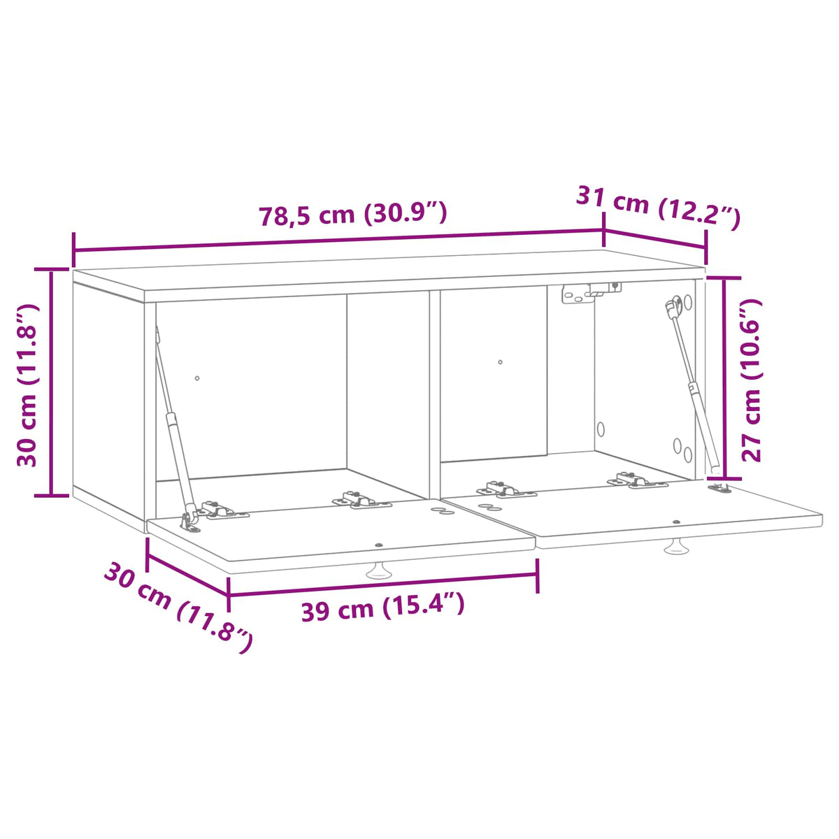 Wandmontierter TV-Schrank 78,5 x 31 x 30 cm Artisan-Eiche