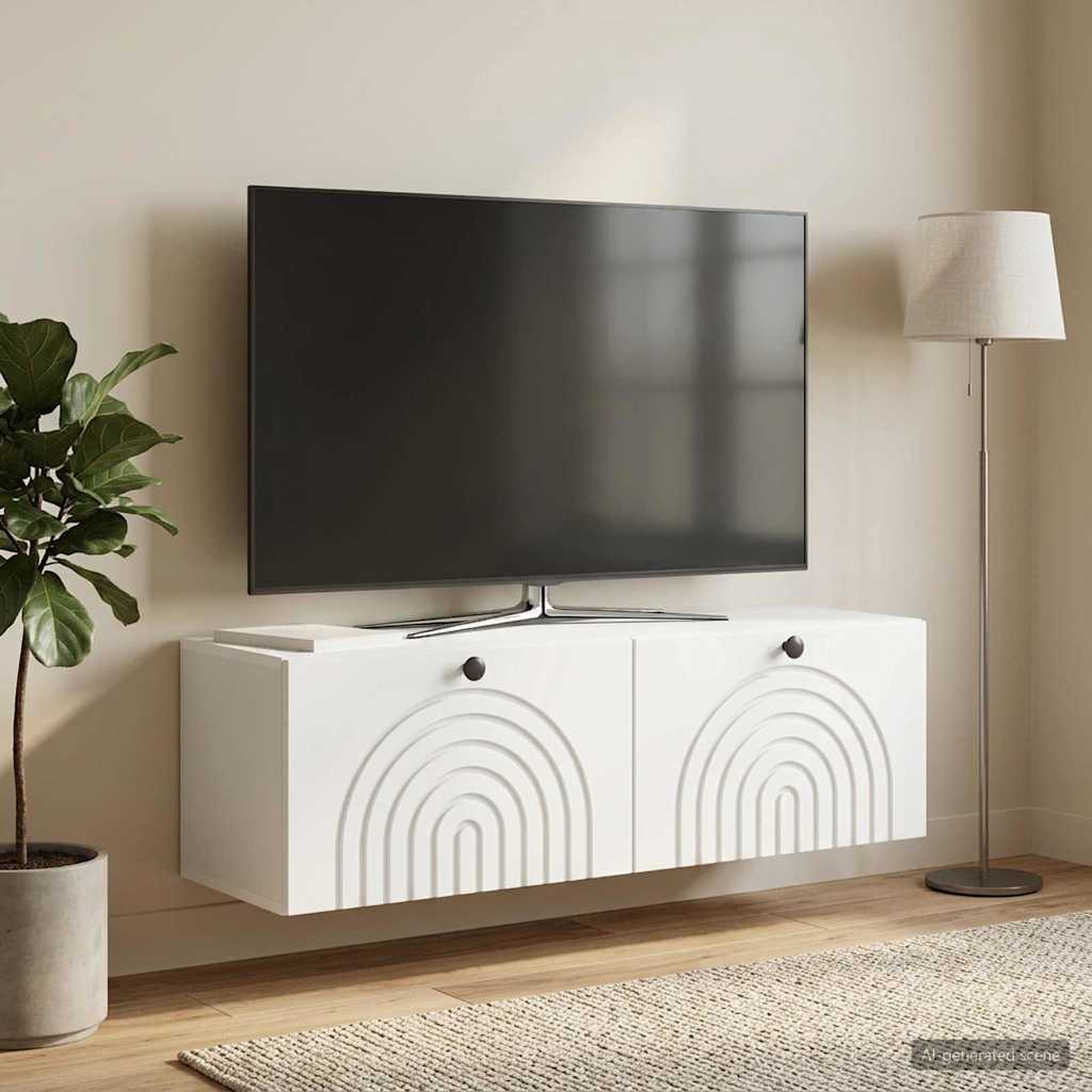 Wandmontierter TV-Schrank Weiß 98 x 31 x 30 cm Holzwerkstoff