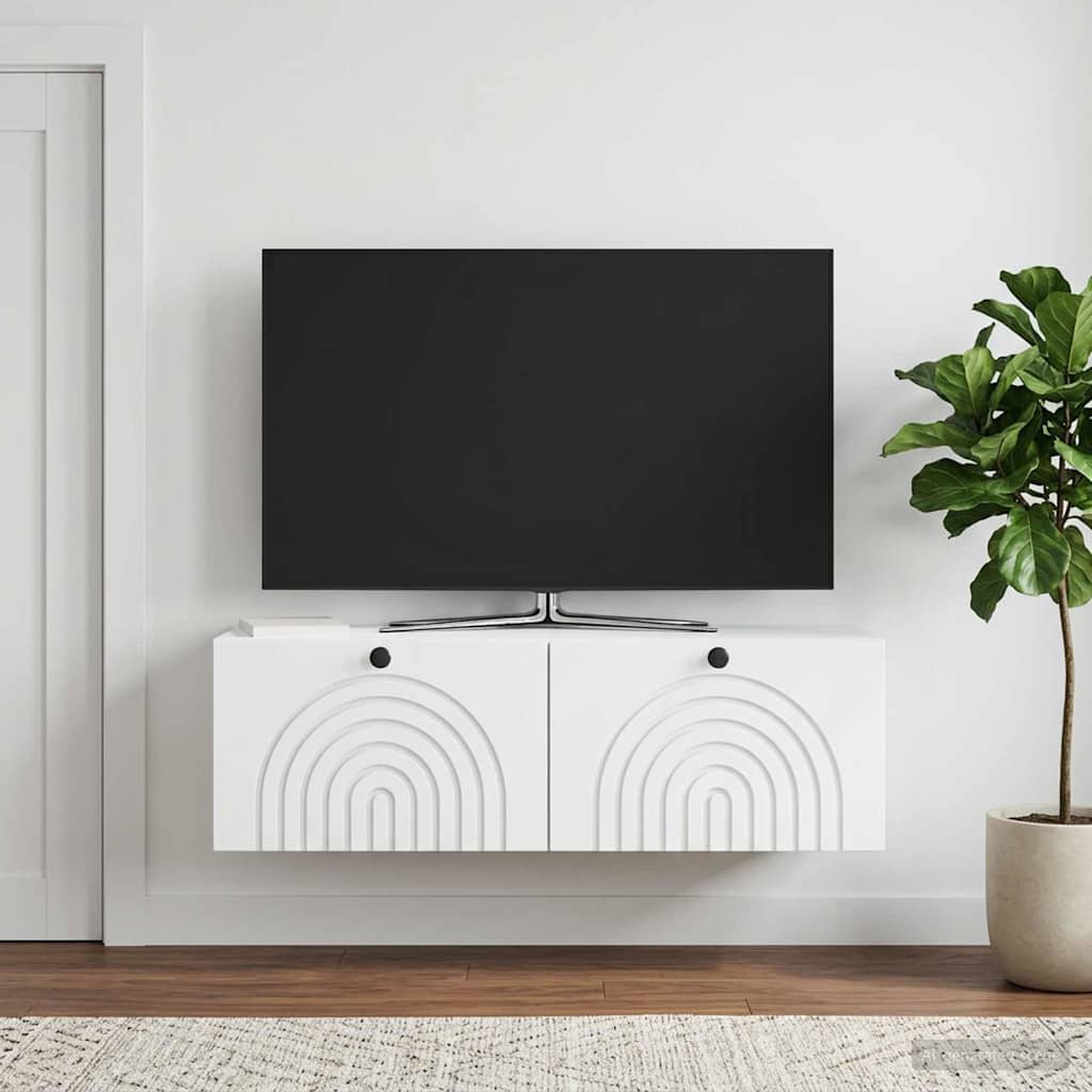 Wandmontierter TV-Schrank Weiß 98 x 31 x 30 cm Holzwerkstoff