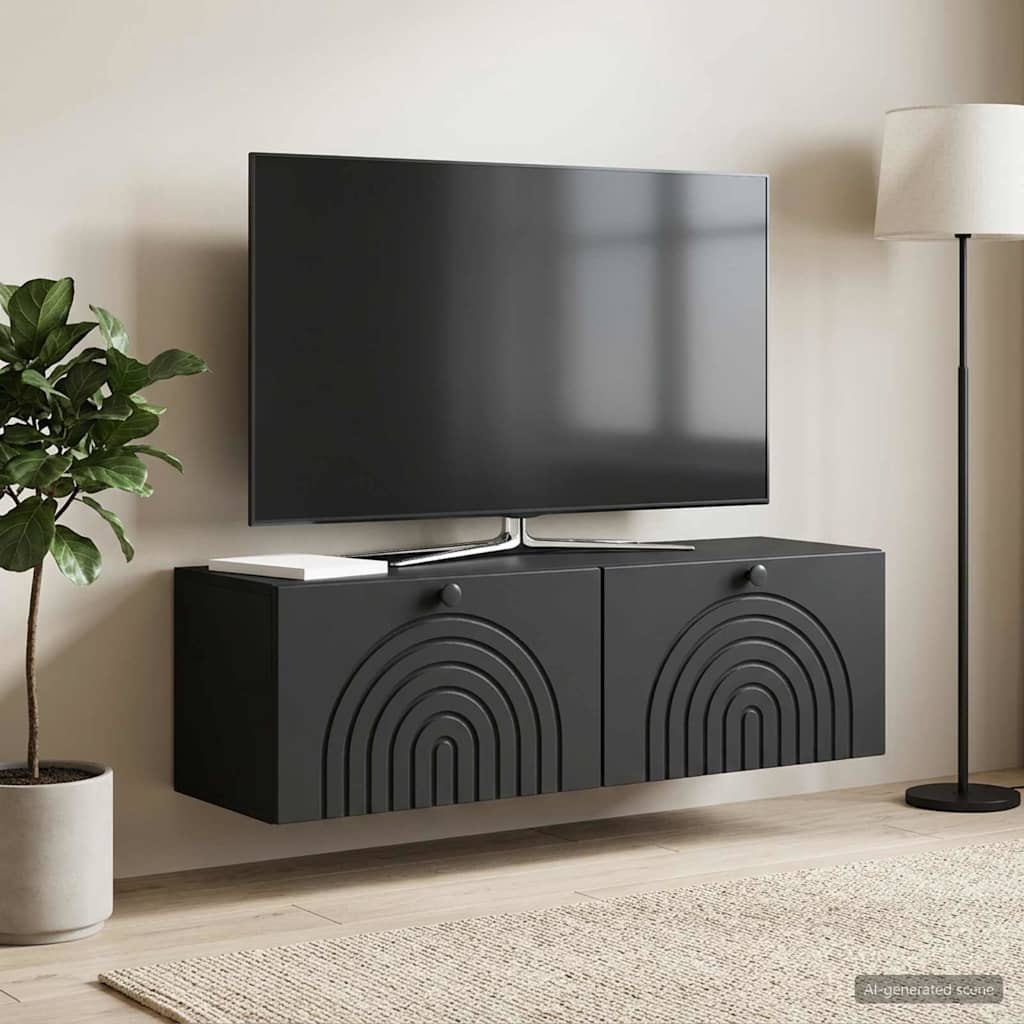 Wandmontierter TV-Schrank Schwarz 98 x 31 x 30 cm Holzwerkstoff