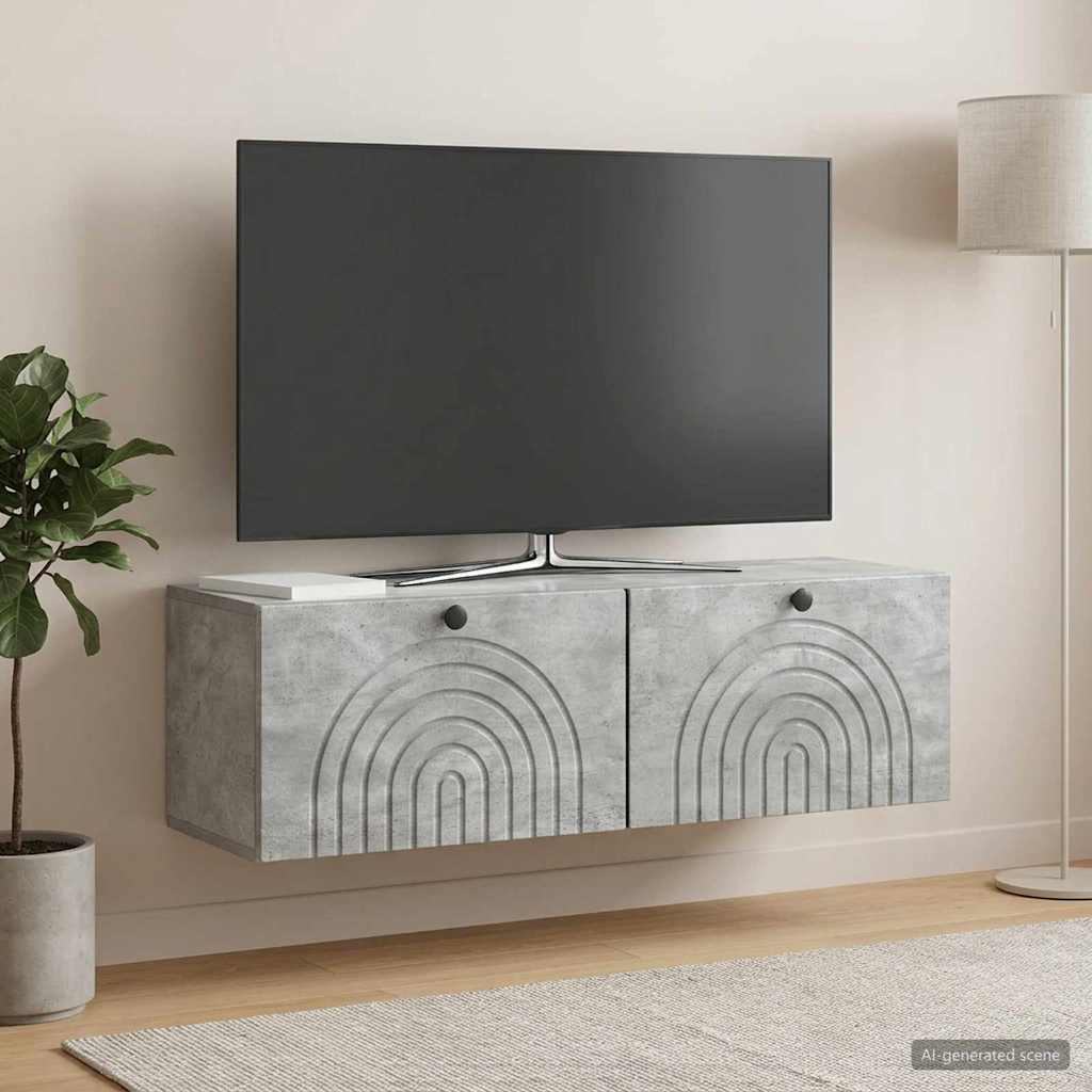 Wandmontierter TV-Schrank Betongrau 98 x 31 x 30 cm