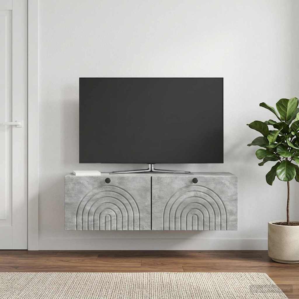 Wandmontierter TV-Schrank Betongrau 98 x 31 x 30 cm