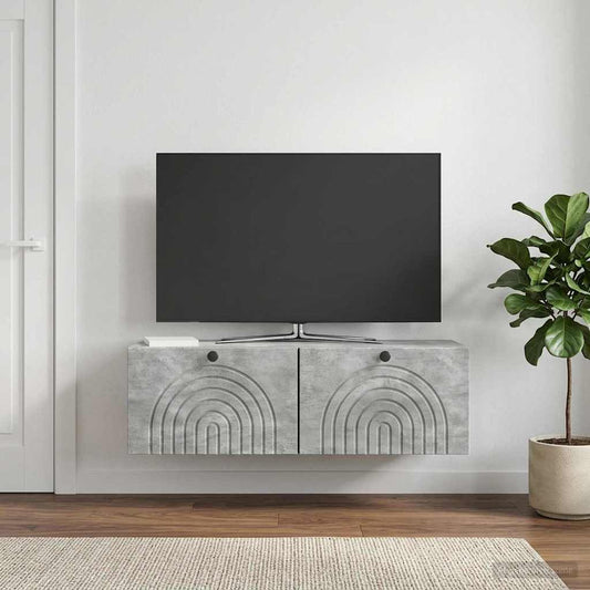 Wandmontierter TV-Schrank Betongrau 98 x 31 x 30 cm