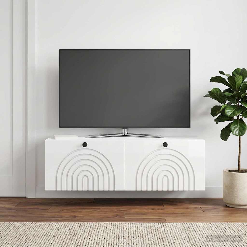 Wandmontierter TV-Schrank Hochglanz Weiß 98 x 31 x 30 cm
