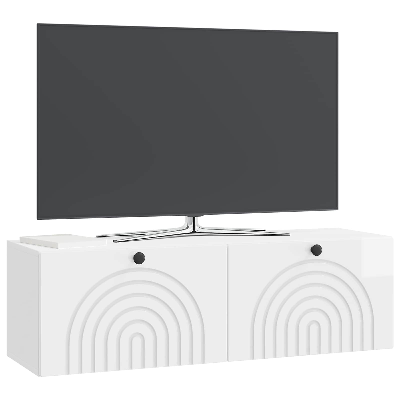 Wandmontierter TV-Schrank Hochglanz Weiß 98 x 31 x 30 cm