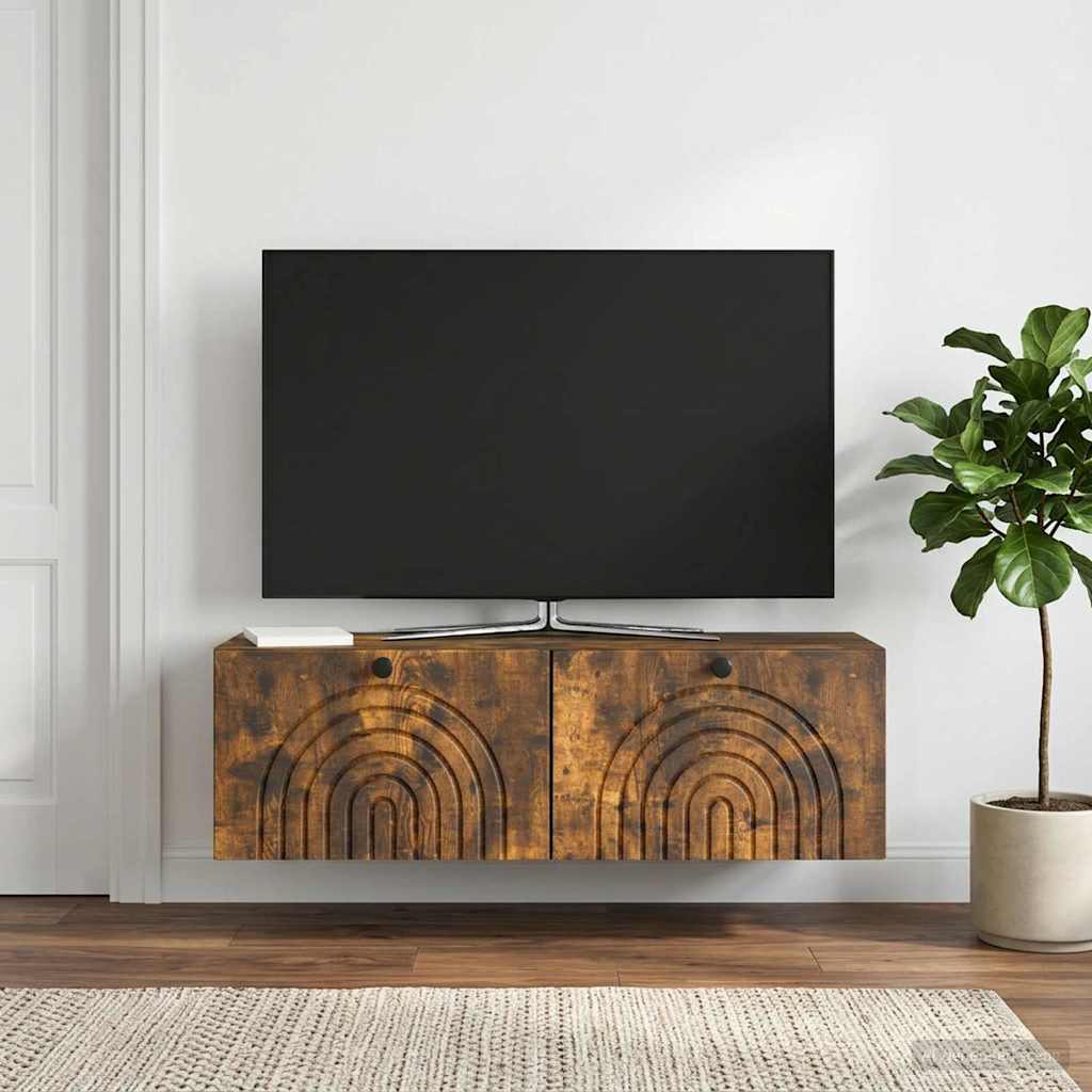 Wandmontierter TV-Schrank Geräucherte Eiche 98 x 31 x 30 cm