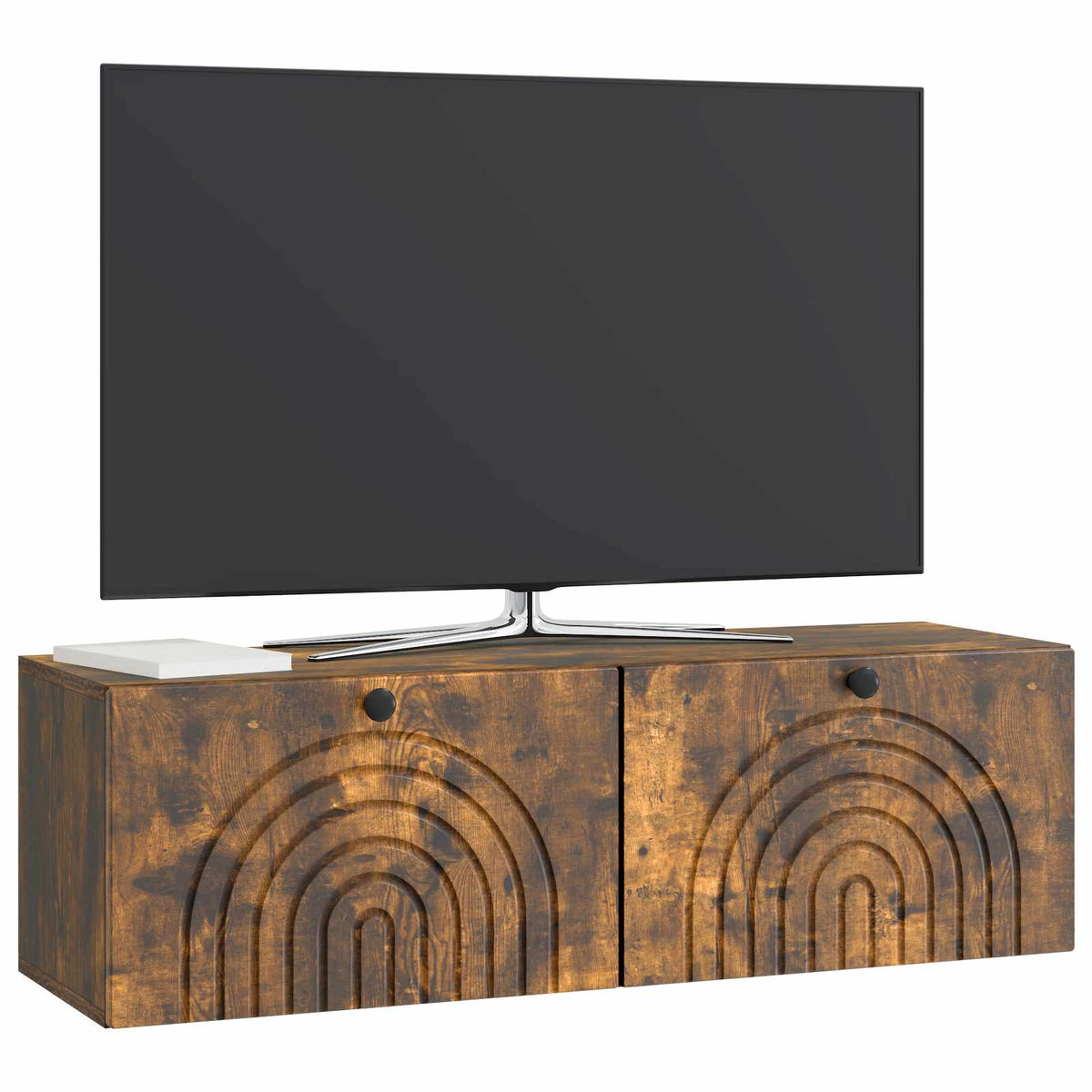 Wandmontierter TV-Schrank Geräucherte Eiche 98 x 31 x 30 cm