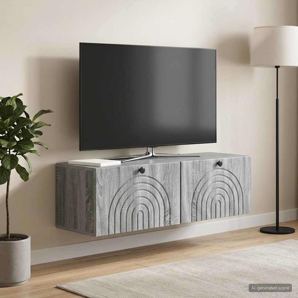 Wandmontierter TV-Schrank Graues Sonoma 98 x 31 x 30 cm