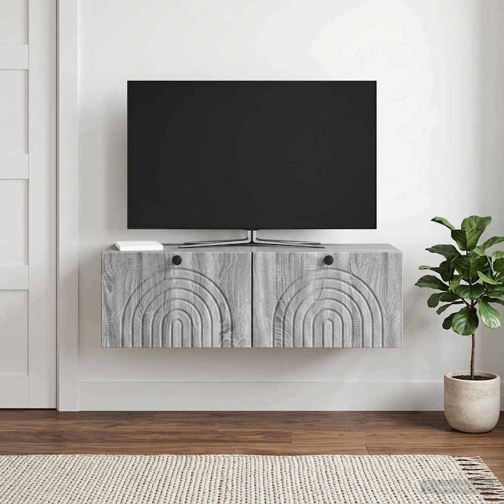 Wandmontierter TV-Schrank Graues Sonoma 98 x 31 x 30 cm