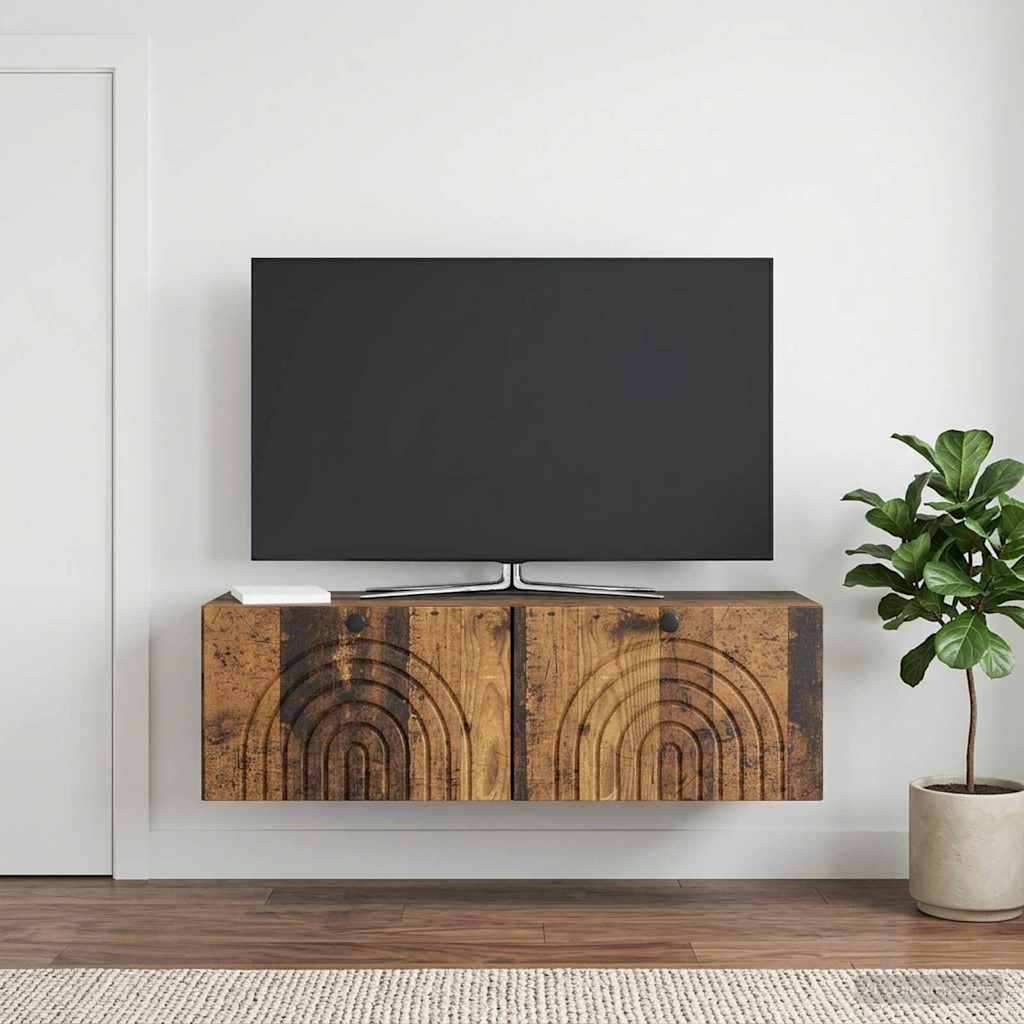 Wandmontierter TV-Schrank Altholz 98 x 31 x 30 cm Holzwerkstoff
