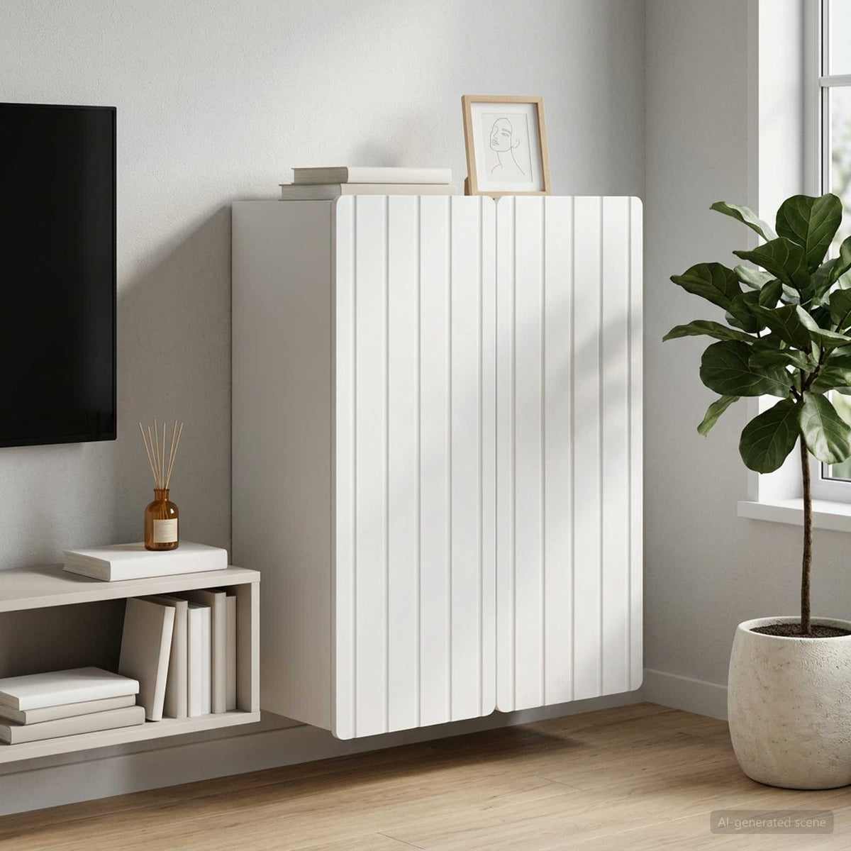 Wandschrank Weiß 66 x 34,5 x 92 cm Holzwerkstoff