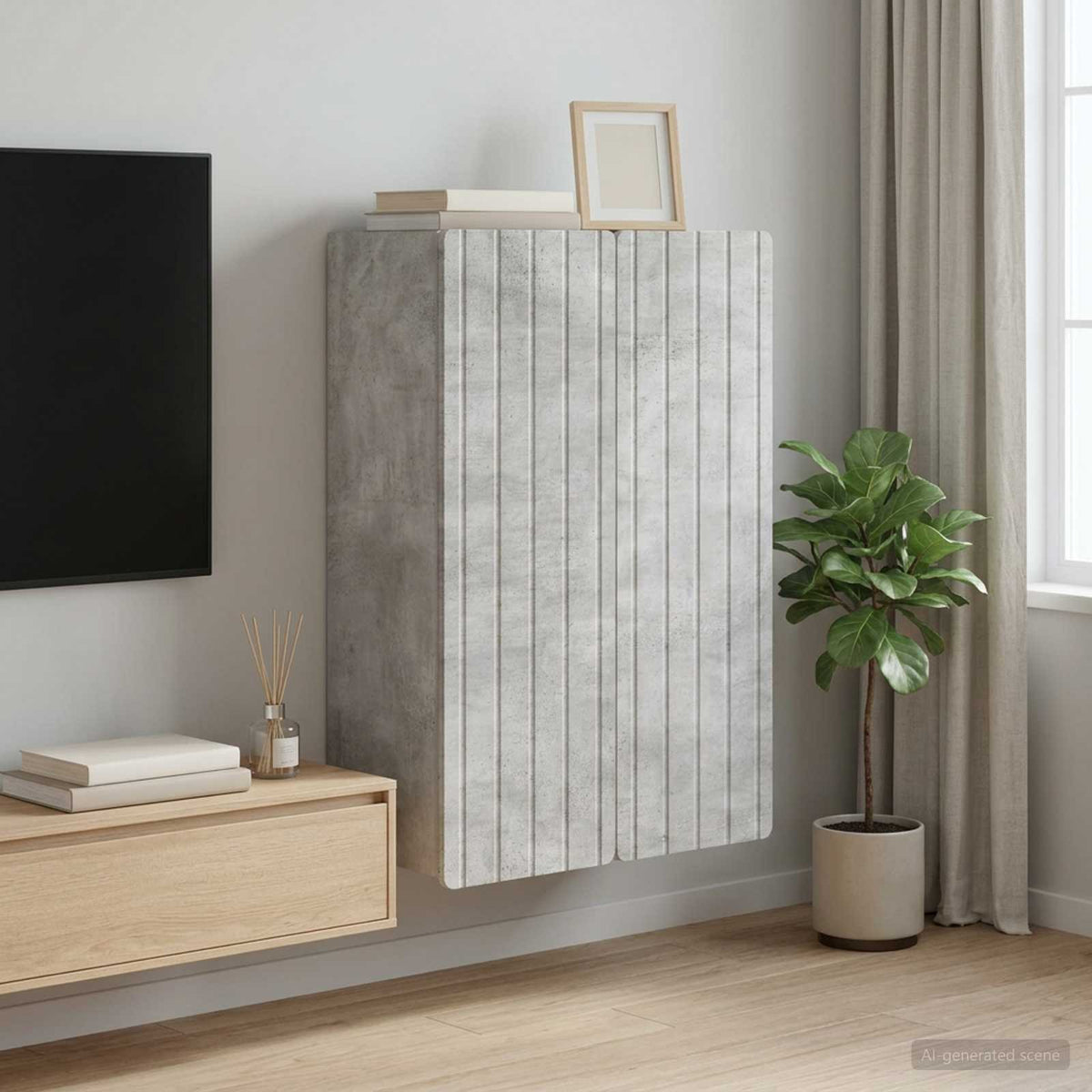 Wandschrank Betongrau 66 x 34,5 x 92 cm Holzwerkstoff