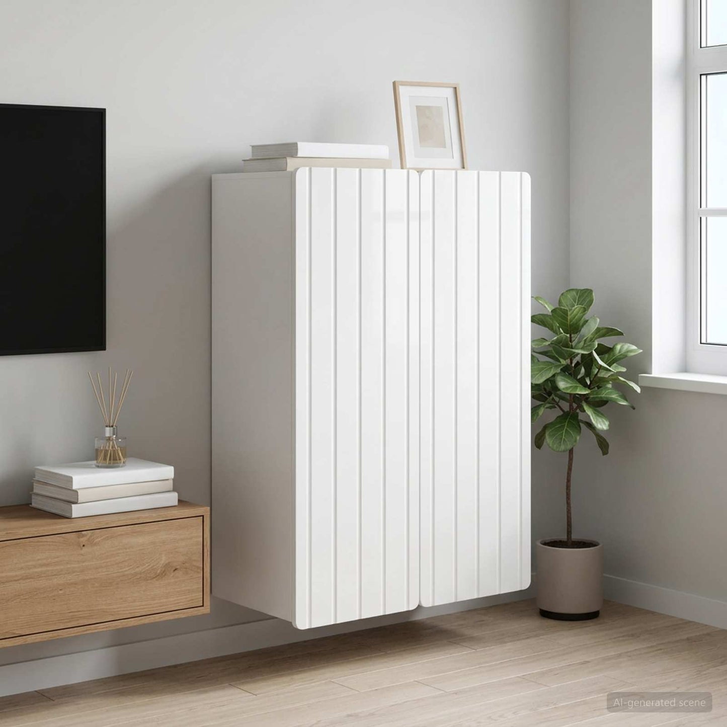 Wandschrank Hochglanz Weiß 66 x 34,5 x 92 cm Holzwerkstoff