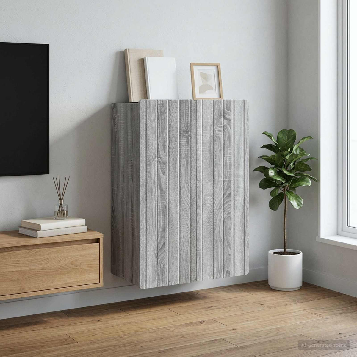 Wandschrank Grau Sonoma 66 x 34,5 x 92 cm Holzwerkstoff