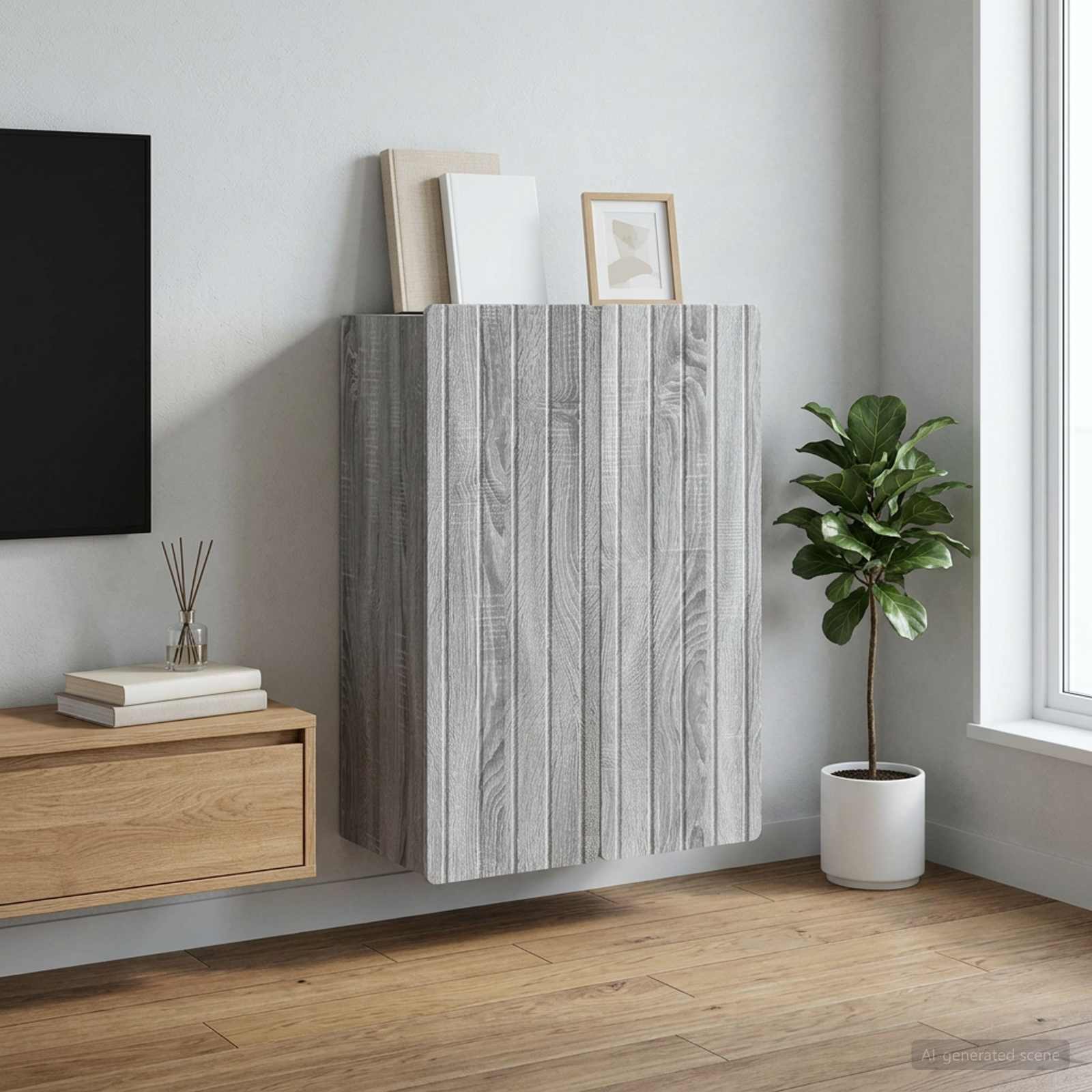 Wandschrank Grau Sonoma 66 x 34,5 x 92 cm Holzwerkstoff