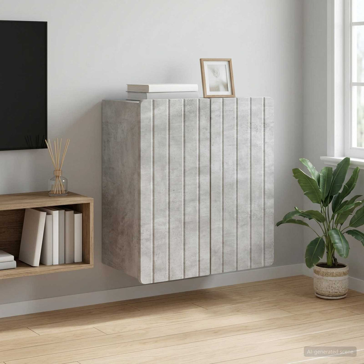 Wandschrank Betongrau 59 x 31 x 64 cm Holzwerkstoff