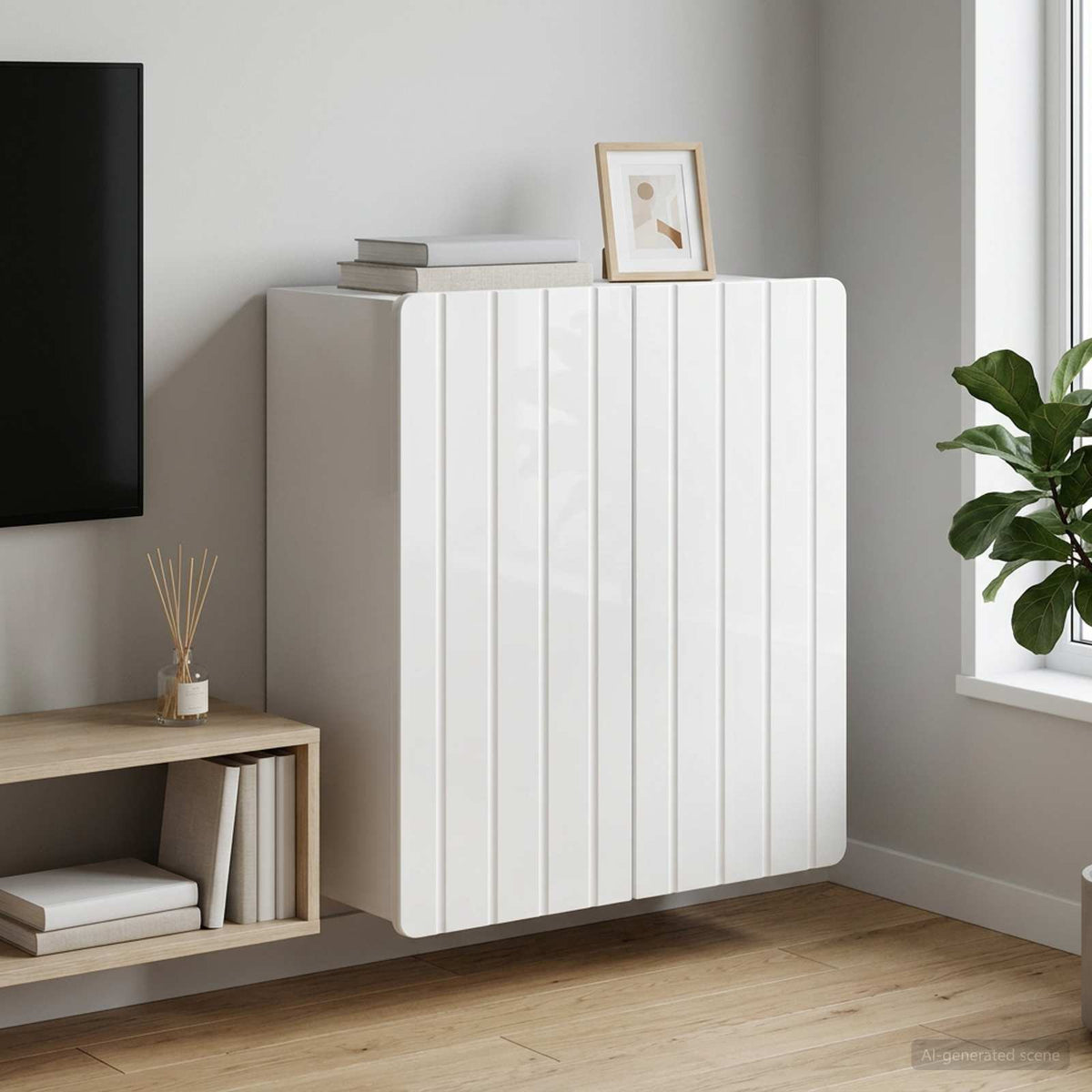 Wandschrank Hochglanz Weiß 59 x 31 x 64 cm Holzwerkstoff