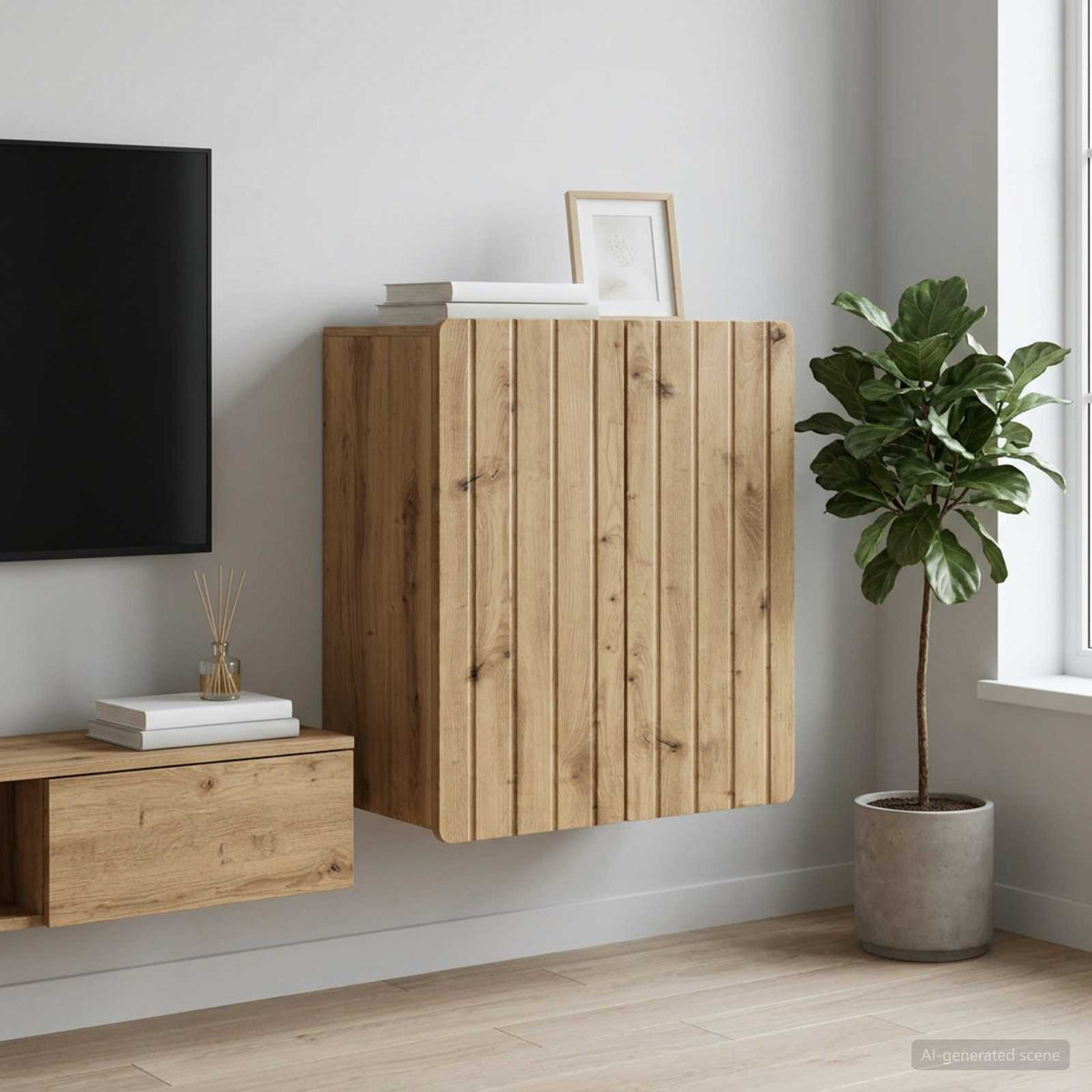 Wandschrank 59 x 31 x 64 cm Holzwerkstoff Artisan-Eiche