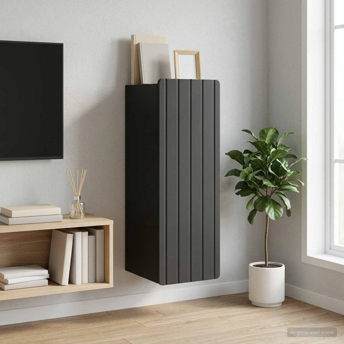 Wandschrank Schwarz 33 x 34,5 x 94 cm Holzwerkstoff